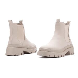 EETTARO Women's Low Heel Round Toe Elastic Ankle Chelsea/Moto Chunky Boots | NEW